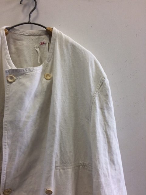 1910's Antique French White Linen Double Coat
