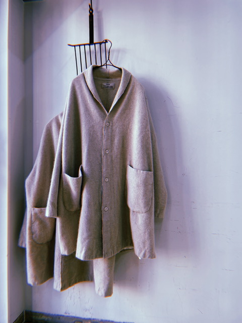 kaval/shawl collar coat “raccoon hand woven”(カヴァルの手織