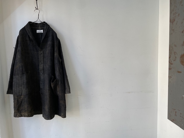 kaval / shawl collar coat “hand woven silk washi cotton”(カヴァル