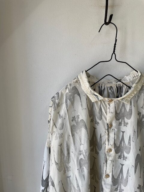 kaval / pullover shirt “hand stamp kimono silk”(kavalのハンド
